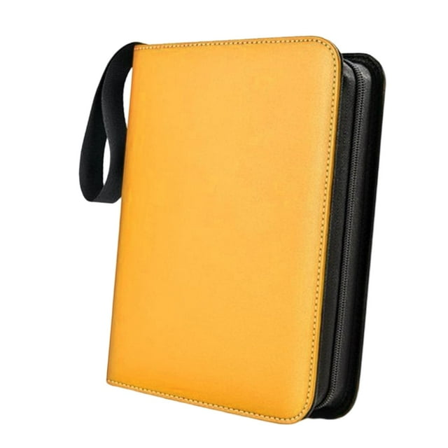 lionlar Trading Card Binder Protector Carrying Case PU Leather with 50 Removable Yellow