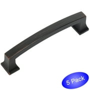 5 Pack - Cosmas 755-4ORB Oil Rubbed Bronze Contemporary Cabinet Hardware Handle Pull - 4" Inch (102mm) Hole Centers