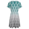 thumbnail image 5 of Moroccan Turquoise Gray Ombre Dress Summer Street Style Dresses Female Short Sleeve Printed Sundress, 5 of 7