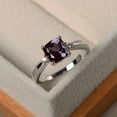thumbnail image 2 of Alexandrite ring, promise ring, cushion cut gemstone, June birthstone, silver ring, vintage rings, 2 of 4