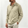 thumbnail image 2 of Hngshg Mens T-Shirts Big and Tall Comfy Button Up Collared Tops Long Sleeve Solid Color Pullover Tee Shirts, 2 of 7