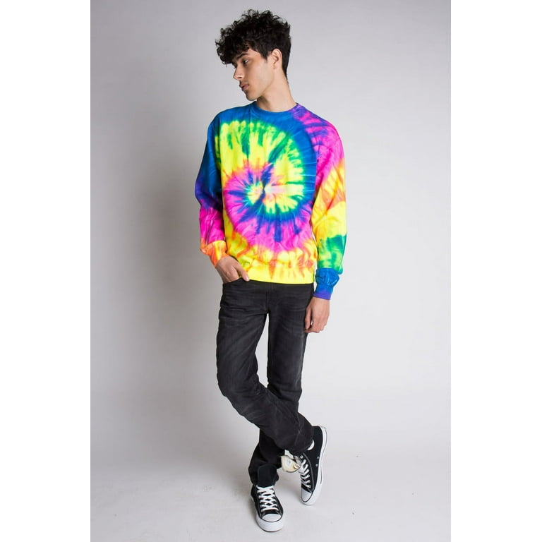 Neon Rainbow Tie Dye Sweatshirt Colorful Crewneck Pullover Walmart