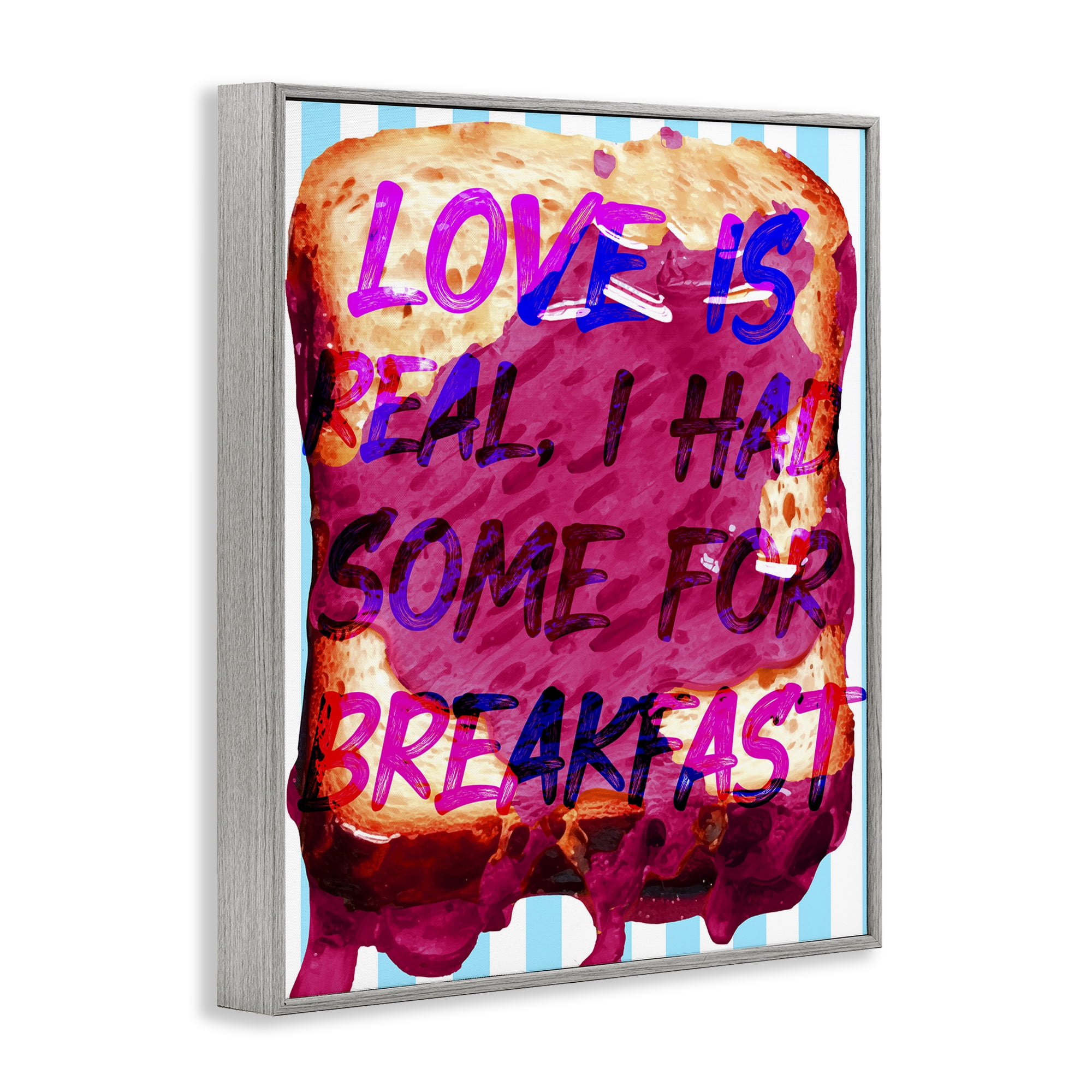 Stupell Industries Love Is Real Breakfast Food & Beverage Painting Gray Framed Art Print Wall Art, 24 x 30