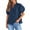 Dark blue, variant on Womens Puff Sleeve Button Down Shirts Cotton Pleated Loose Fit Tops Summer Dressy Casual Blouses