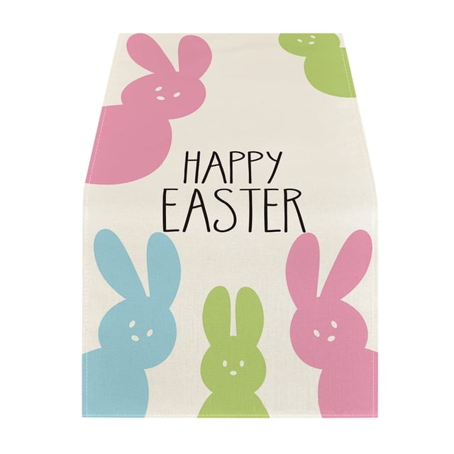 Easter Decor Easter Table Flag Holiday Bunny Egg Little Printed Linen Tablecloth Easter Home Decorations