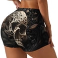 thumbnail image 1 of Fotbe Vintage Pattern Flower Skull Shorts Sin Costuras – Shorts Deportivos de Cintura Alta para Mujer, Elásticos para Gimnasio, Yoga, Running o Ciclismo-Medium, 1 of 8