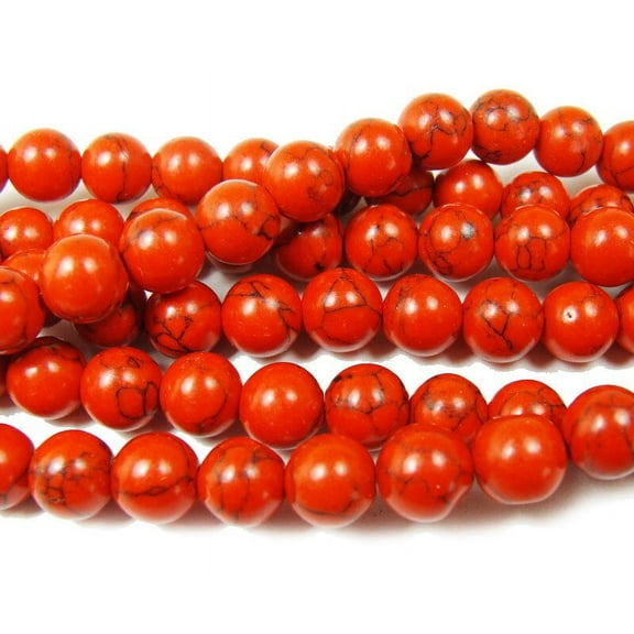 8mm 15.5 Inches Red Howlite Round With Matrix Genuine Gemstone Natural Jewelry Making