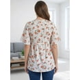 thumbnail image 4 of Bearsland Women's Maternity Top Floral Print Short Sleeve V-Neck Textured Blouse, 4 of 5