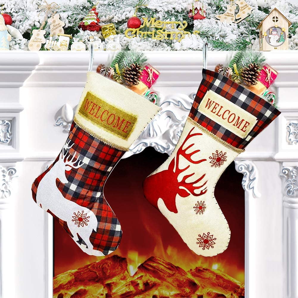Christmas Stocking 3D Santa Snowman Reindeer Classic Xmas Gift Candy Pouch Bag 