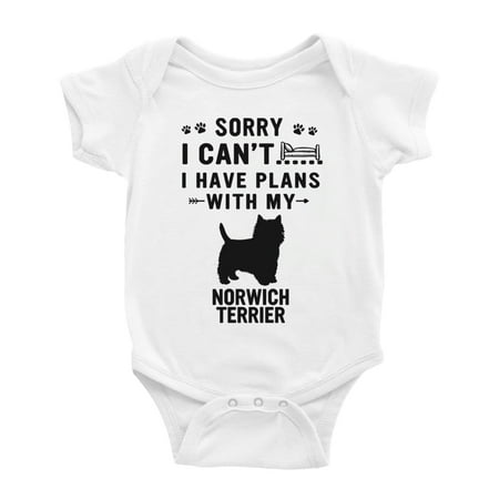 

Sorry I Can t I Have Plans With My Norwich Terrier Love Pet Dog Cute Baby Bodysuit (White 6-12 Months)