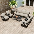 thumbnail image 2 of EAGLE PEAK Urban Slate 7 Piece Modern Outdoor Patio Furniture Set, Couch, 4 Swivel Chairs, Coffee Table, and Side Table, Black/Gray, 2 of 9
