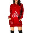 thumbnail image 1 of Robes de Fête de Noël pour Femmes Imprimé de Noël Manches Longues à Capuche avec Poche Robe Tunique Sweat-Shirt (Taille: S), 1 of 4
