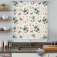 thumbnail image 4 of Teal Beige Floral Sheer Curtains 84 Inch Length, Light Filtering Voile Curtain Panel, Spring Elegant Garden Flowers Retro Rod Pocket Drapes Window Treatments for Living Room Bedroom 52"x84", 4 of 9