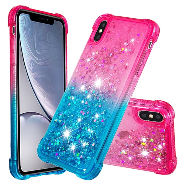 Funda para iPhone Xs Max Transparente con Brillos Carcasa Protectora Antigolpes con Glitter Brillante