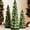 3 Pcs Multi, variant on Retro Hand-Painted Tabletop Christmas Trees, Vintage Ceramic Christmas Trees with LED Lights, Battery Operated Table Top Decor for Home, Office Holiday Decoration