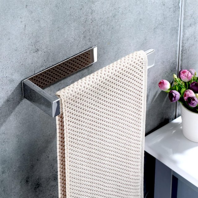 Soporte para toalla de mano con forma de anillo, elegante espejo circular de acero inoxidable cromado, autoadhesivo para baños, dormitorios, armarios, fácil instalación, sin perforaciones, diseño