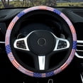 thumbnail image 4 of Leopard Pattern American Flag Men'S And Women'S Steering Wheel Cover, Anti Slip Elastic Breathable Soft Rubber Car Steering Wheel Protective Cover, Universal 15 Inches, Suitable For Cars, Sedans Suv, 4 of 5