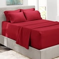 thumbnail image 2 of Hearth & Harbor Extra Deep Pocket Bed Sheet Set, Fits Mattress up to 21 inces Depth, Breathable, Super Soft, Extra Set of Pillowcases Included. Queen, Burgundy, 2 of 4