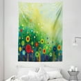 thumbnail image 1 of Flower Tapestry, Abstractly Shaped Retro Round Seasonal Blooms Floret Petal Cloudy Botany Scenery Print, Wall Hanging for Bedroom Living Room Dorm Decor, 60W X 80L Inches, Green, by Ambesonne, 1 of 2