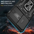 thumbnail image 7 of Armor Case for Samsung Galaxy S24, Sliding Lens Camera Cover Protection Ring Kickstand Compatible with Magnetic Car Mount Holder Military Grade Hybrid Rugged PC Soft TPU Shockproof Case,Black, 7 of 7