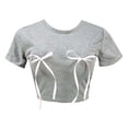 thumbnail image 4 of MEICHEN Womens Tie Front T Shirts Crop Tops Summer Trendy Basic Tees Casual Slim Fit Crew Neck Tshirts Cute Blouses, 4 of 4