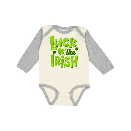 

Inktastic St. Patrick s Day Luck O the Irish Shamrock Replacing O Gift Baby Boy or Baby Girl Long Sleeve Bodysuit