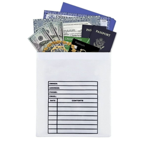 16X12 Non-Itchy Silicone Coated Fireproof Bag for Documents Money and Valuables