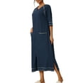 thumbnail image 4 of INSPIRE CHIC Bata de mujer con cremallera de manga larga, ropa de casa midi con bolsillos, vestido de noche 2XL azul, 4 of 6