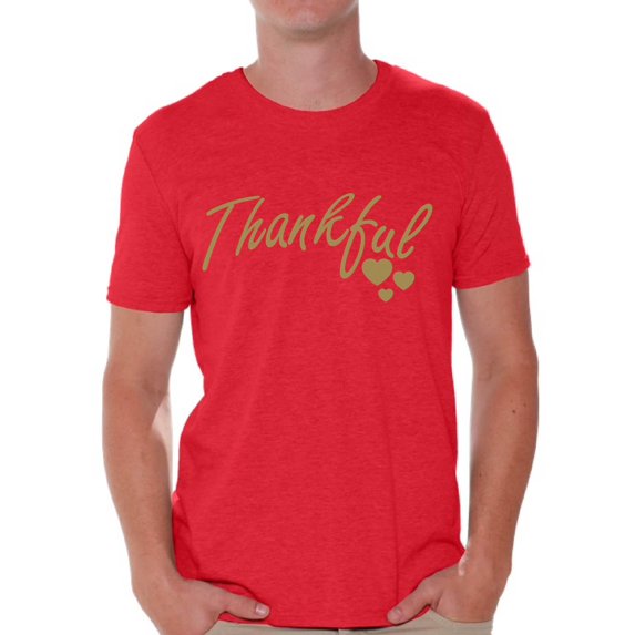 Awkward Styles Thankful Shirt Christmas T Shirt Holiday Top Thanksgiving Holiday Shirt Thankful Grateful Blessed Christmas Tshirts for Men Christian Holiday Tee Religious Gift Men's Thanksgiving Shirt