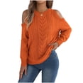 thumbnail image 2 of FAHUOMU Womens Cold Shoulder Crewneck Sweaters Long Sleeve Loose Fit Soft Cable Knit Jumper Tops Sexy Fashion Fall Winter Clothing, 2 of 9