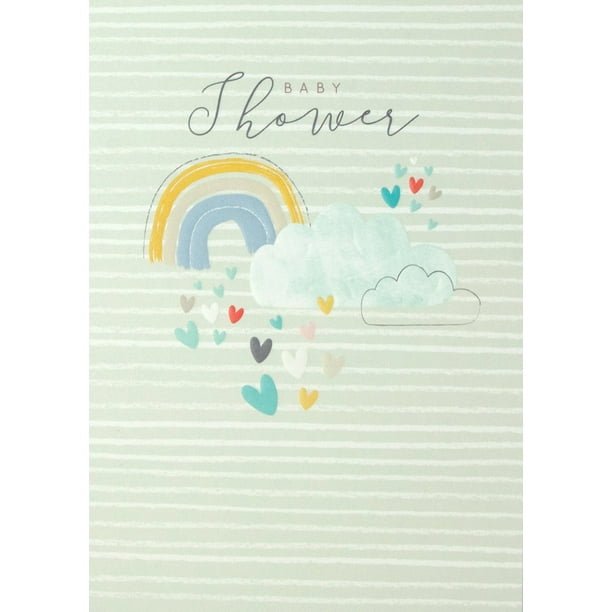 Laura Darrington Design Rainbow Cloud And Hearts Embossed Baby Shower Congratulations Card Walmart Com Walmart Com