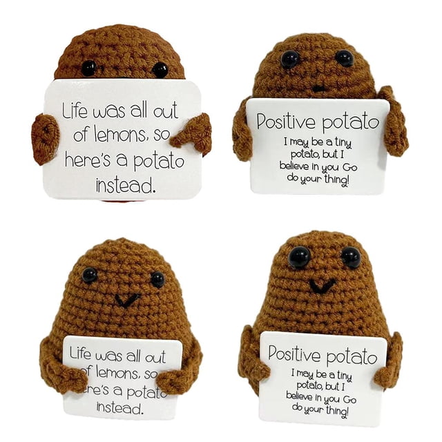 Lindo juguete de patata con tarjeta de regalo para niños adultos (patata marrón grande, positiva)