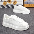 thumbnail image 5 of Men's Retro Minimalist Sneakers - Low-Top Lace-Up PU Upper, Outdoor - Casual Athletic, Year-Round Wear Cushioned Insole & PVC Sole, Solid Color (Suitable for) Gym, Training,, 5 of 5