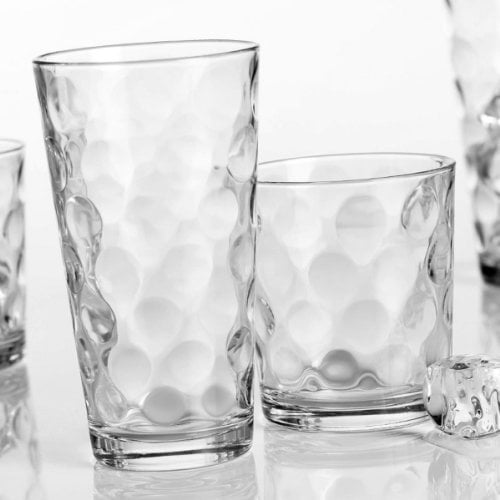Home Essentials Galaxy Glassware Set (Clear, Set of 16 8 17 OZ & 8 13