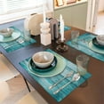 thumbnail image 6 of Placemats Set of 4 / 6, Teal Turquoise Wood Placemats for Dining Table Indoor/Outdoors Heat Resistant Washable Placemats 18" x 12", 6 of 8