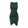 thumbnail image 1 of Vestido sexy de fiesta sin mangas con cuello en V, plisado y color liso para mujer, 1 of 4