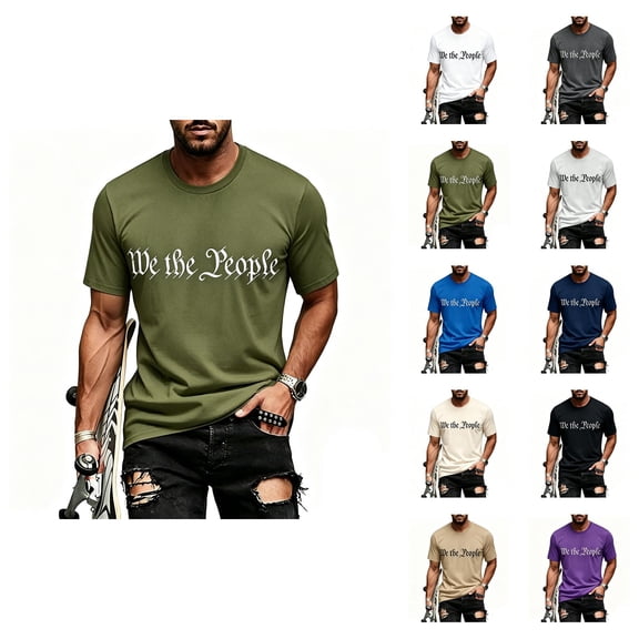 We The People T Shirt for Men Summer Short Sleeve Crewneck Loose 4th of July Shirts Patriotic T-Shirts