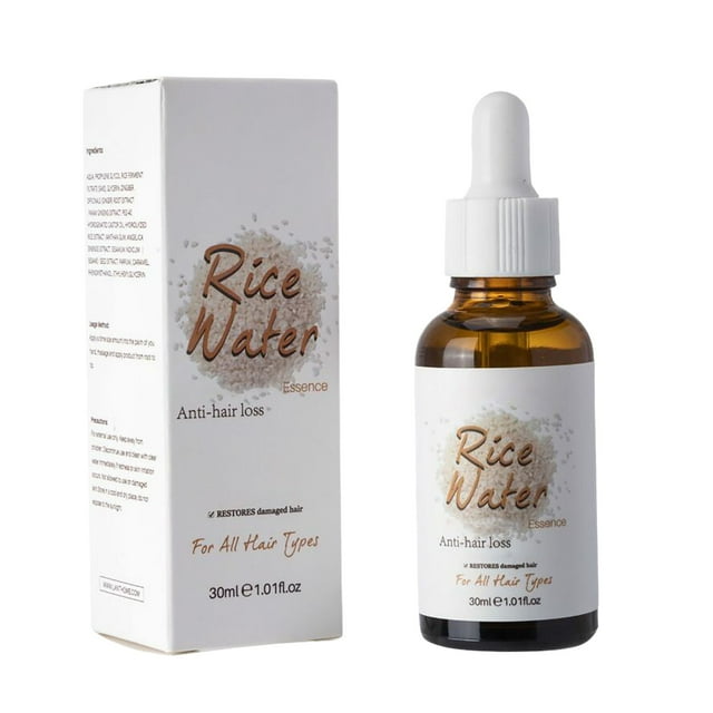 Aceite capilar de agua de arroz, tratamiento para la caída del cabello en mujeres mayores de 45 años, repara el cabello dañado y débil, con biotina y aceite de ricino - 30 ml/1 oz