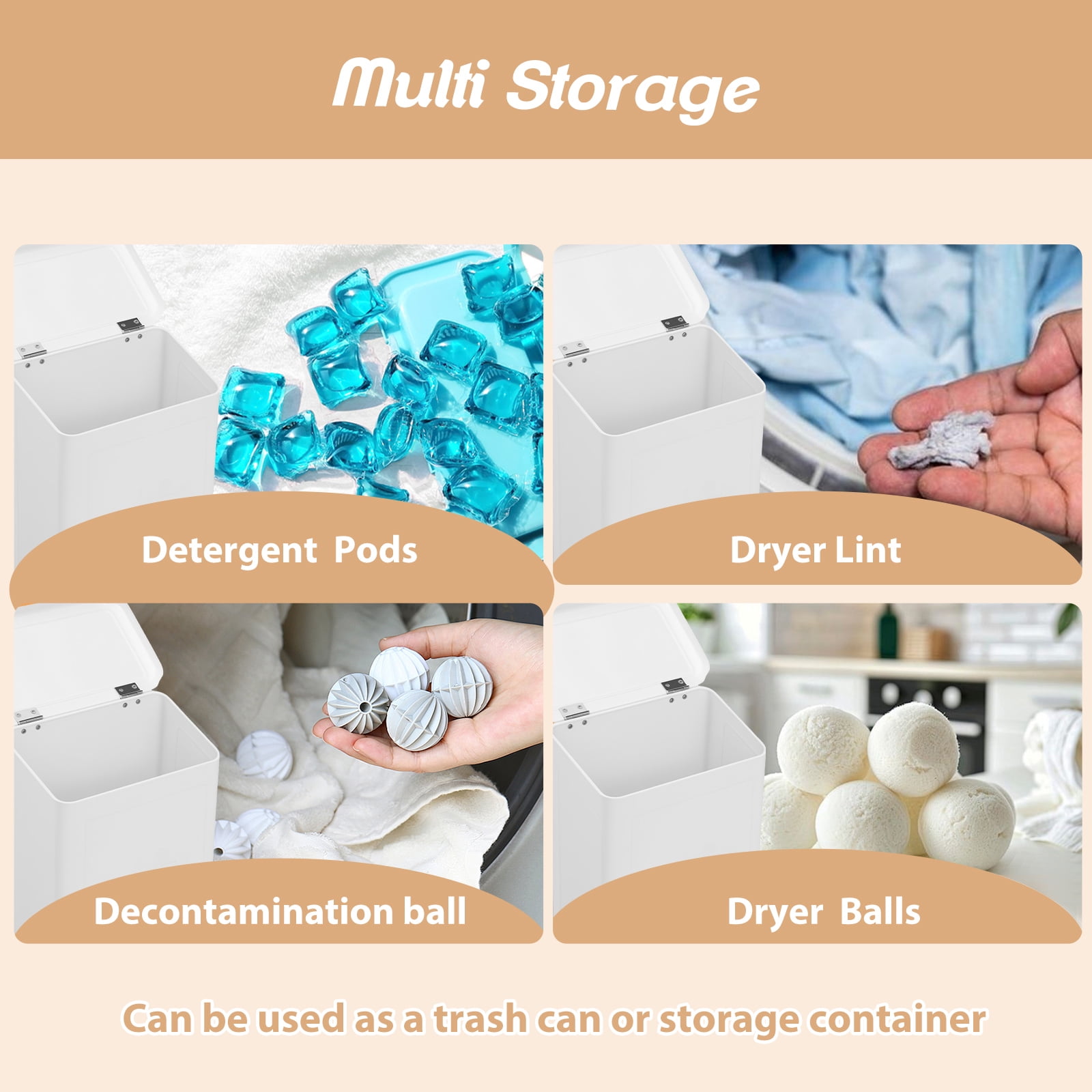 Threns Magnetic Lint Bin Holder with Lid Multipurpose Lint Storage Box Space Saving Container for Laundry Room Organization Decor