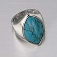 thumbnail image 3 of Marquise Turquoise Statement Ring - Bohemian Beach Fashion Jewelry Size 12 Ring Silver, 3 of 6