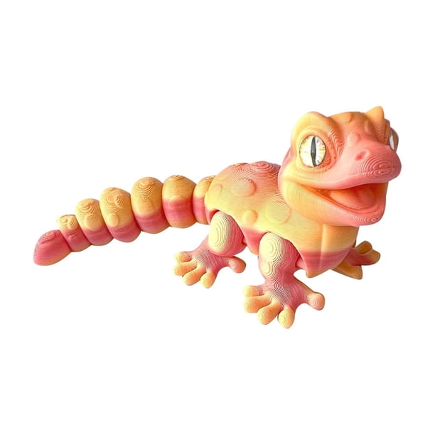 Mini gecko impreso en 3D con ojos y degradado de color, modelo de juguete