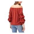 thumbnail image 2 of VINCE CAMUTO Womens Brown Ruffled 3/4 Sleeve Off Shoulder Party Top M, 2 of 3
