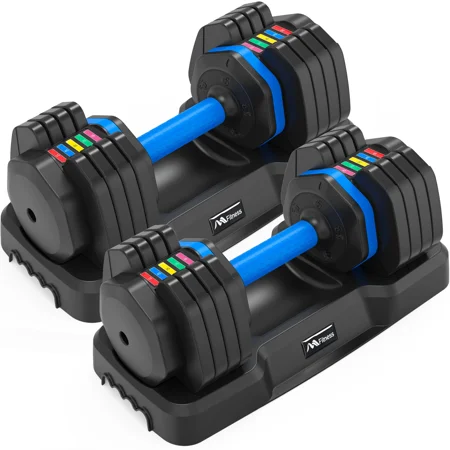 Adjustable Dumbbell 55lb x2 Dumbbell Set of 2 with Anti-Slip Handle Fast Adjust