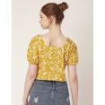 thumbnail image 2 of Moomaya Crop Tops For Women, Square Neck, Short Puff Sleeve, Buttoned Casual Summer Top, 2 of 8
