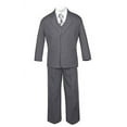 thumbnail image 6 of Boys Baby Toddler Teen Formal Wedding Dark Grey Tuxedo Suits Geometric Tie S-20, 6 of 7