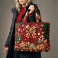 thumbnail image 3 of Christmas Quilted Tote Bag for Women, Large Reusable Shopping Bag, Holiday Print Shoulder Handbag, Grocery Travel Gift Tote Purse, 3 of 6