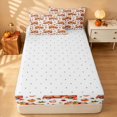 thumbnail image 3 of Homewish HFarm Truck Pumpkin Zipper Twin Comforter Sets with Fitted Sheet and 2 Pillowcases, Autumn Maple Leaf Zipper Bedding Set, White Orange, Reversible, 3 of 6
