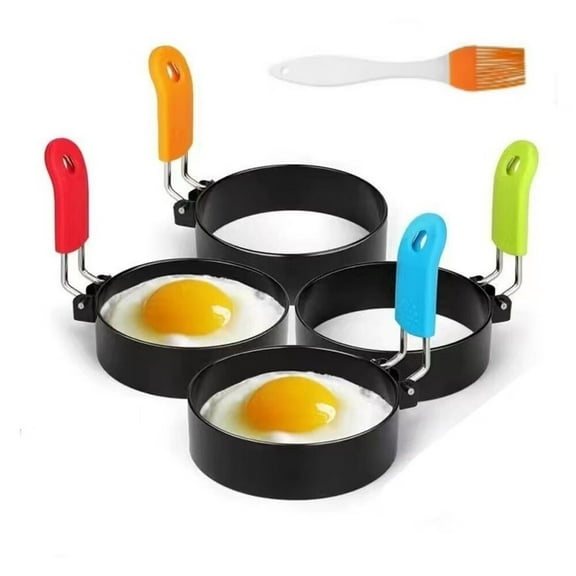 4 Pack Egg Ring Molds,Circular Egg Cooker Rings with Anti-scald Handle,Cooking Molds For Eggs,Pancakes,Mini Omelets