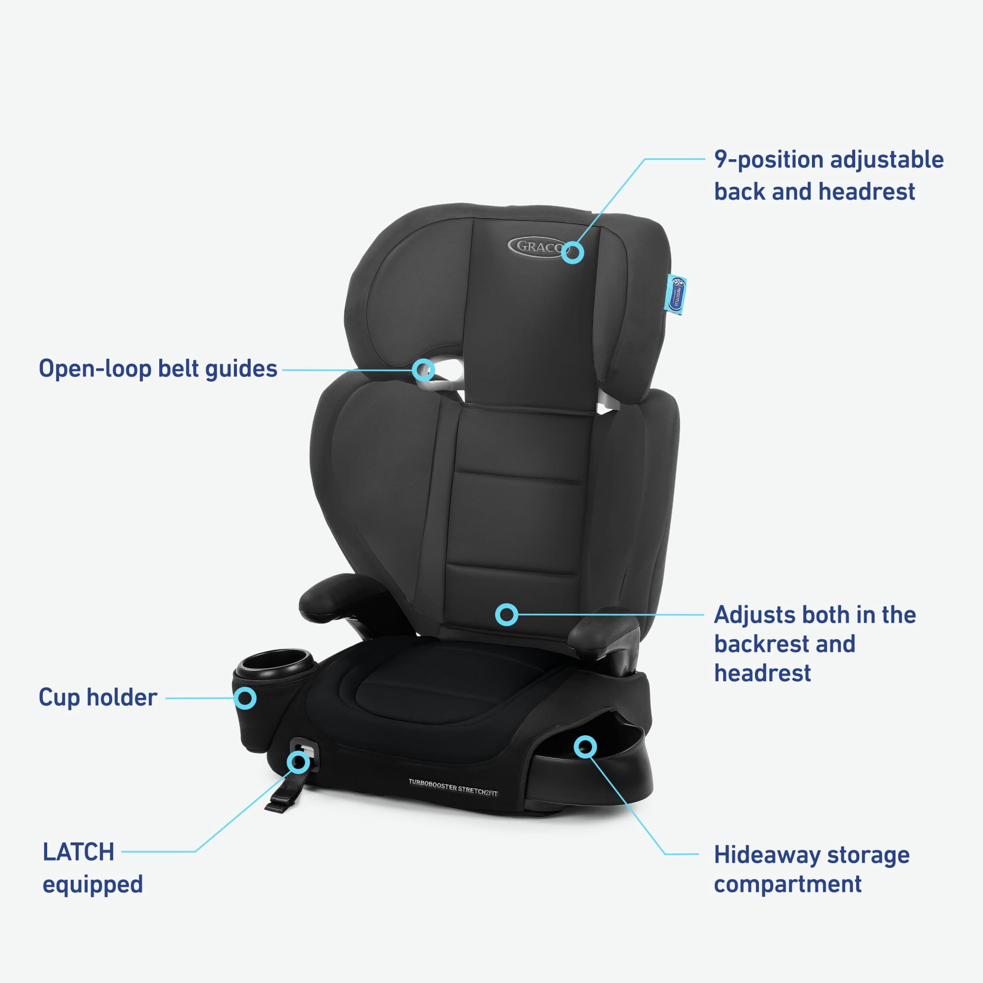 Graco TurboBooster Stretch2Fit Booster, Knight, Black