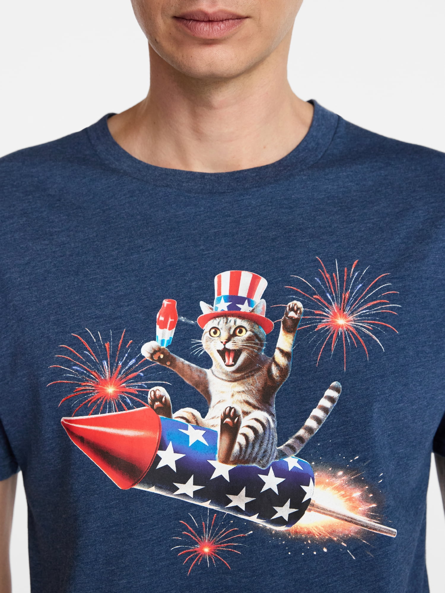 Americana Men's and Big Men's Bomb Rocket Ride Graphic Tee Shirt from Way to Celebrate, Sizes XS-3XLT